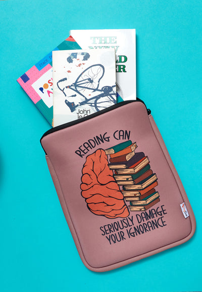 Book Pouch Bibliophile reading can damage your ignorance. book lovers gifts book quotes book sleeves book protection  snugbook