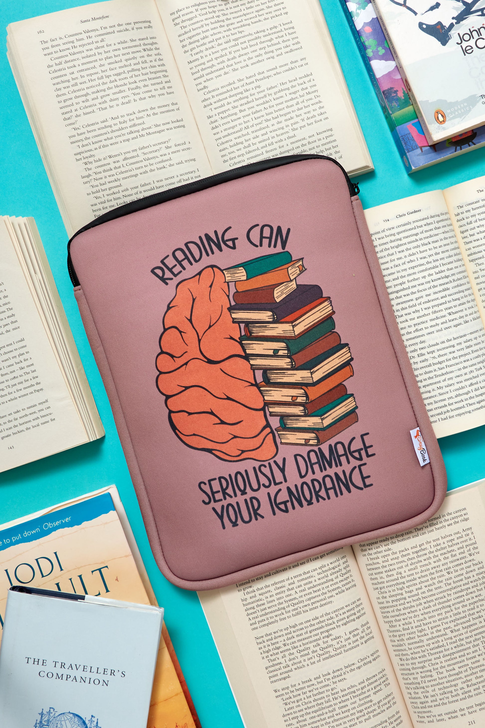 Book Pouch Bibliophile reading can damage your ignorance. book lovers gifts book quotes book sleeves book protection  snugbook 