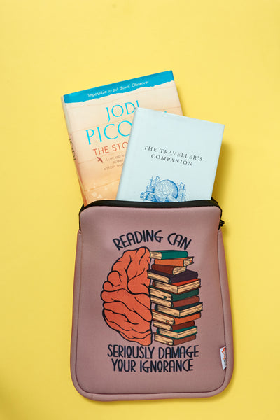 Book Pouch Bibliophile reading can damage your ignorance. book lovers gifts book quotes book sleeves book protection  snugbook